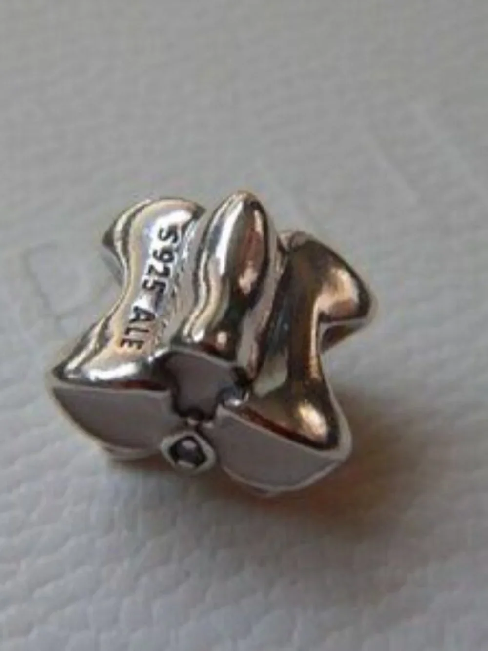 Pandora Silver Orchid Flower Charm with Pink Stone